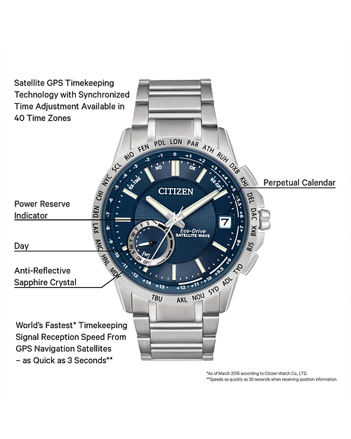 Satellite Wave World Time GPS Men s Blue CC3000 89L Watch CITIZEN